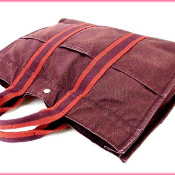 Authentic Hermes Tote bag Fourre Tout Purple Red Woman  Used - Picture 3 of 5